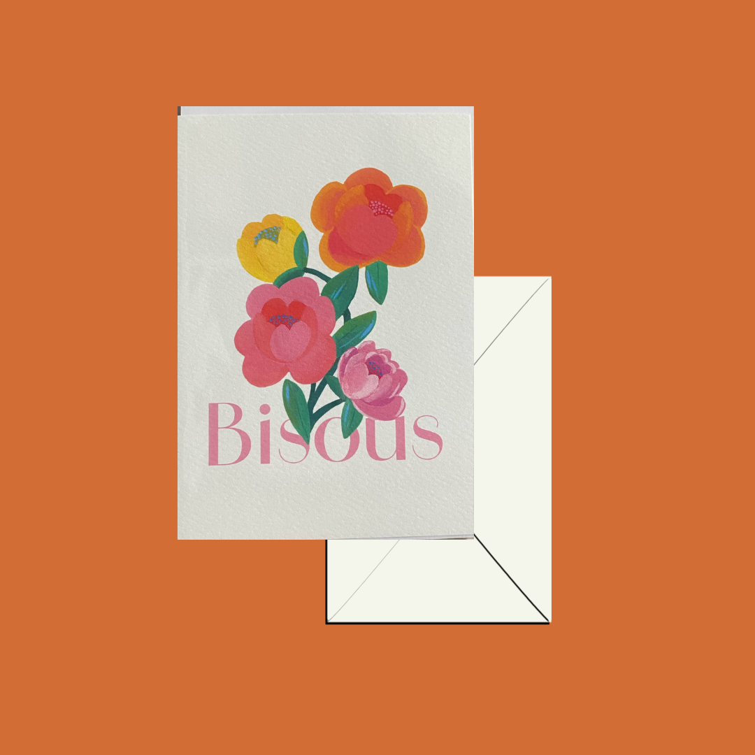 Carte pliée - Bisous Éclat de Pivoine